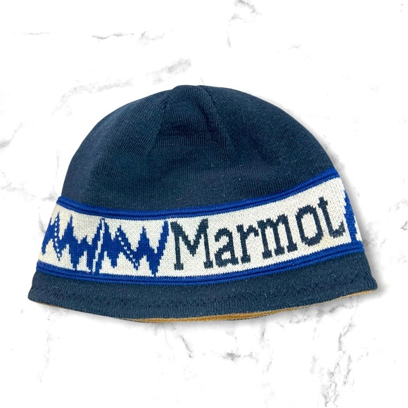 Marmot men’s Navy and White Knit Beanie - Picture 1 of 3